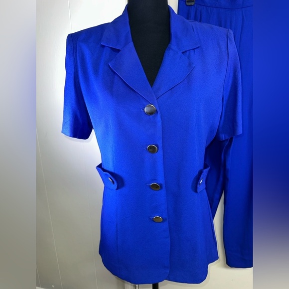 VINTAGE Elegant Blue Women's 2 Piece Pants Suit - Picture 4 of 6